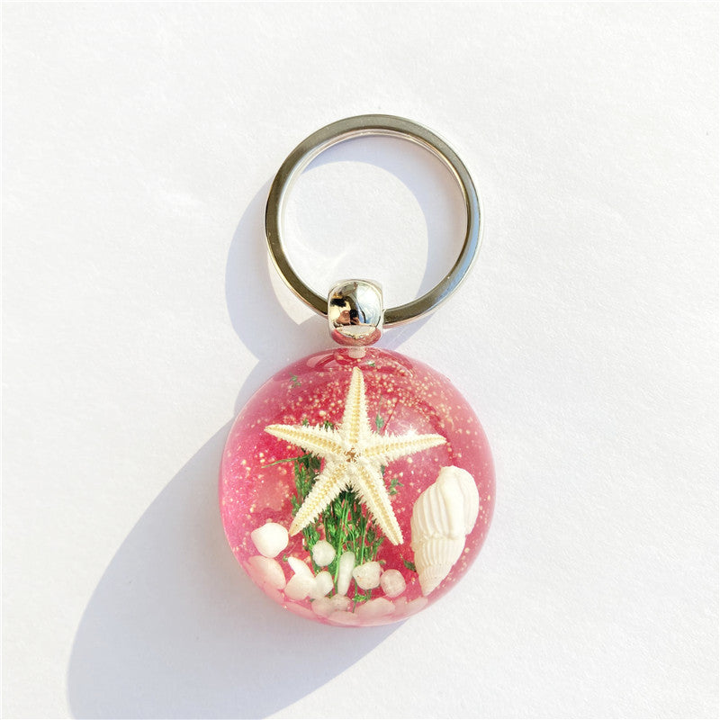 Wholesale 6pcs Summer New Starfish Resin Keychain